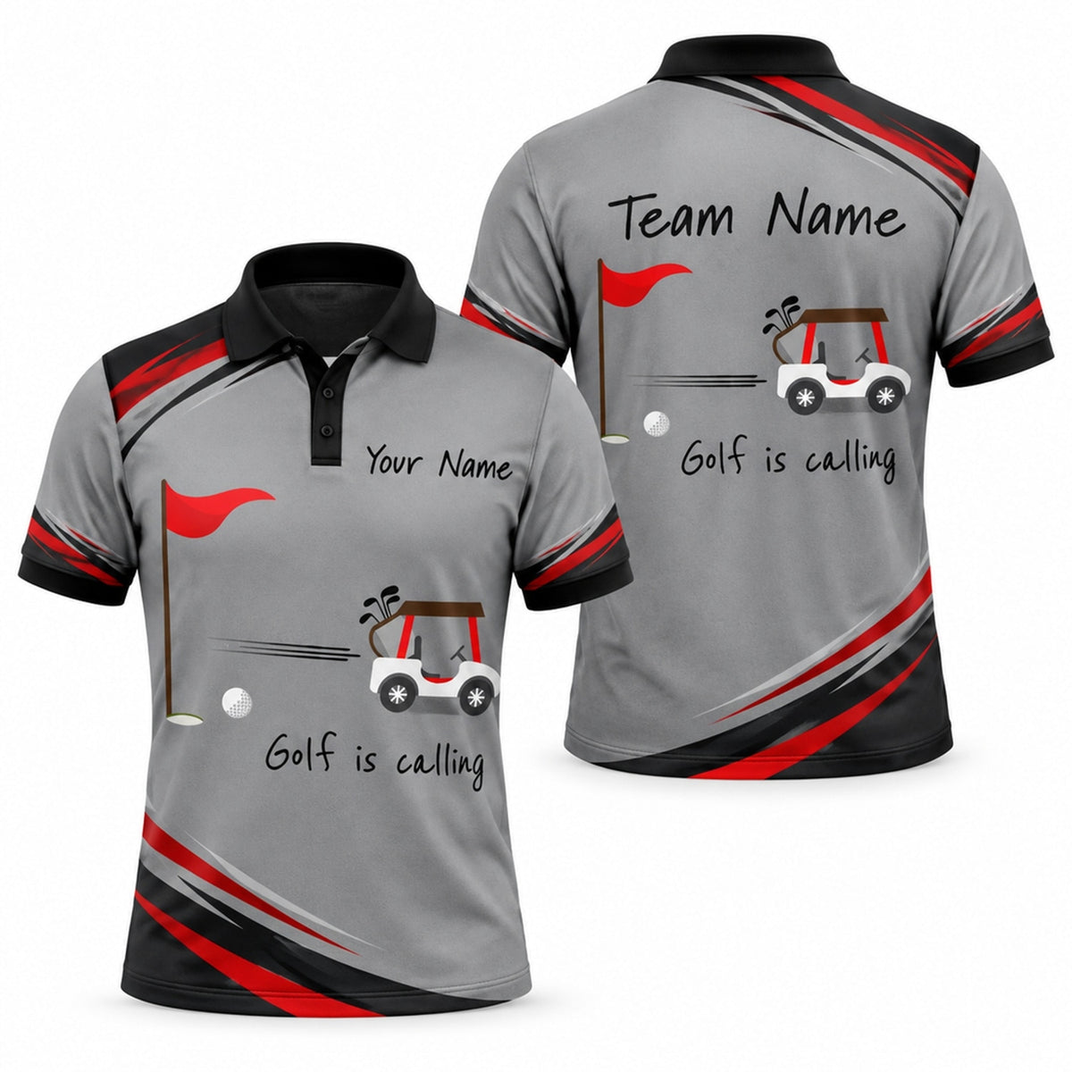 Golf Cart And Flag Sport Custom Golf Polo Shirt