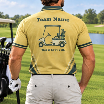 Golf Cart Graphic Custom Golf Polo Shirt Back View