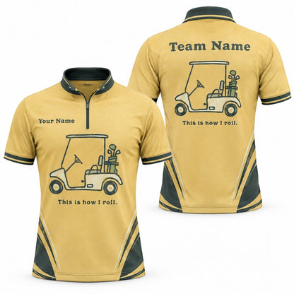 Golf Cart Graphic Custom Golf Polo Shirt Jersey Zip 1 4 Collar