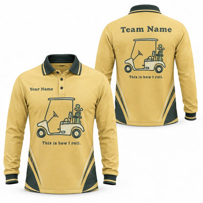 Golf Cart Graphic Custom Golf Polo Shirt Long Sleeve Polo