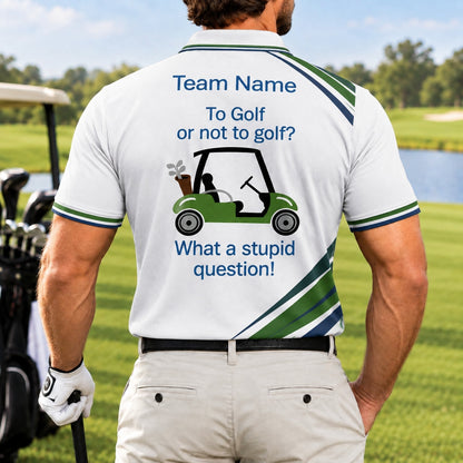 Golf Cart Slogan Graphic Personalized Golf Polo Shirt Back View