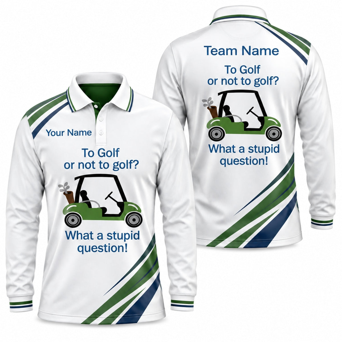 Golf Cart Slogan Graphic Personalized Golf Polo Shirt Long Sleeve Polo