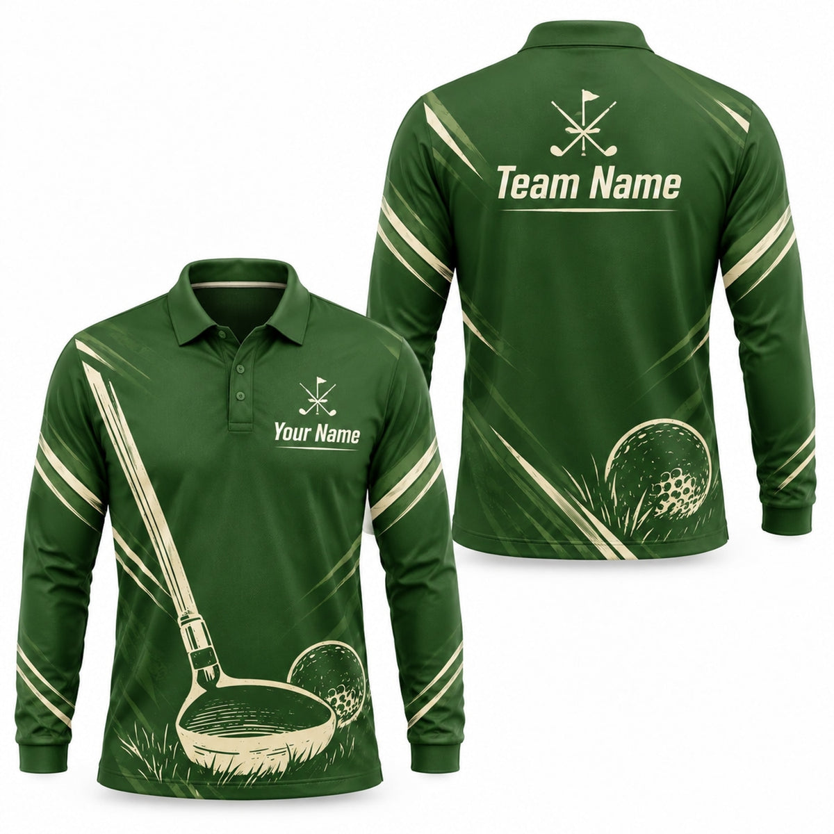 Golf Club And Ball Sport Personalized Golf Polo Shirt Long Sleeve Polo