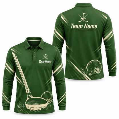 Golf Club And Ball Sport Personalized Golf Polo Shirt Long Sleeve Polo