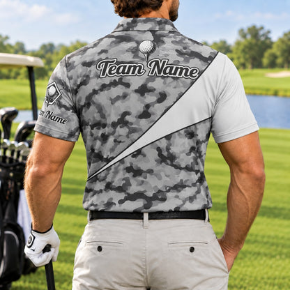 Golf Club Crest Camo Personalized Golf Polo Shirt Back View