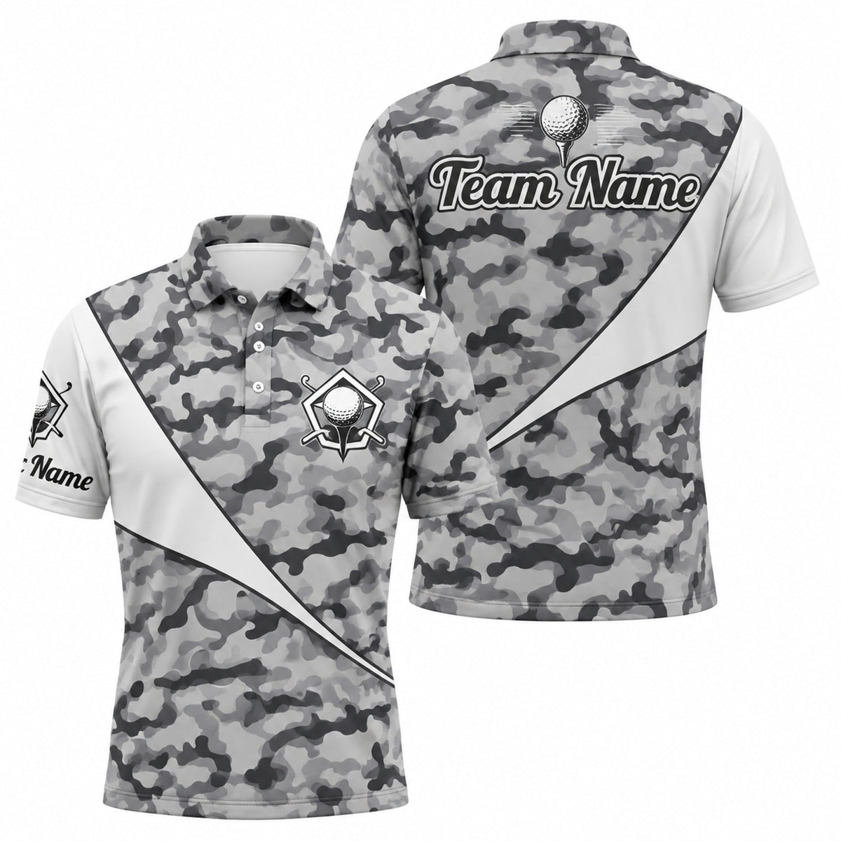 Golf Club Crest Camo Personalized Golf Polo Shirt