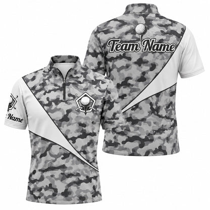 Golf Club Crest Camo Personalized Golf Polo Shirt Jersey Zip 1 4 Collar