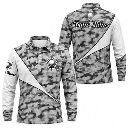 Golf Club Crest Camo Personalized Golf Polo Shirt Long Sleeve Polo