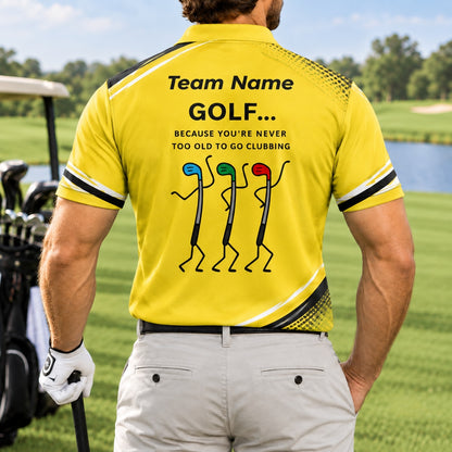 Golf Clubbing Joke Graphic Personalized Golf Polo Shirt Back View
