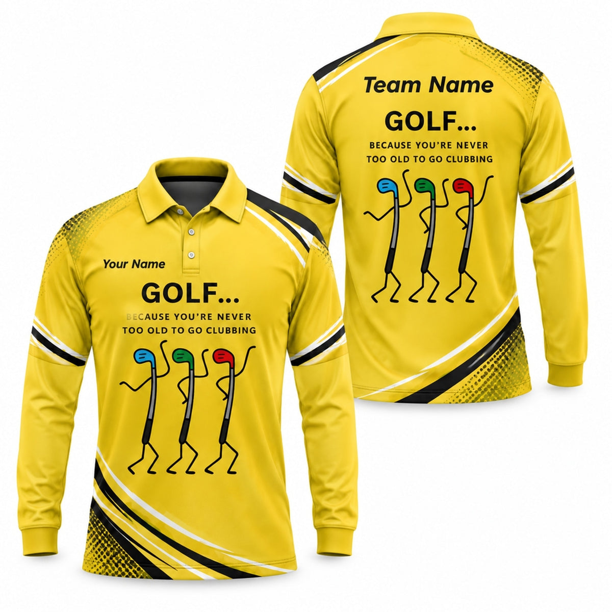 Golf Clubbing Joke Graphic Personalized Golf Polo Shirt Long Sleeve Polo