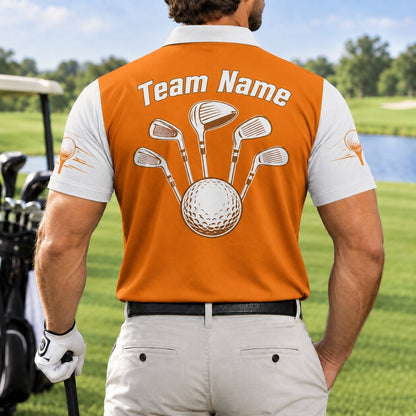 Golf Clubs And Ball Sport Personalized Golf Polo Shirt Back View