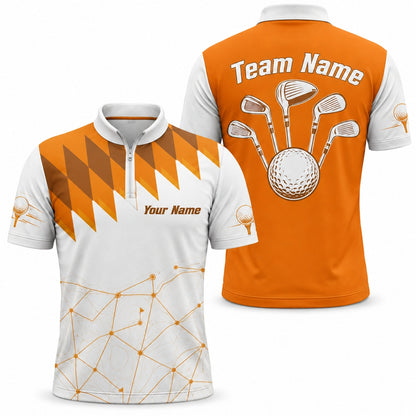 Golf Clubs And Ball Sport Personalized Golf Polo Shirt Jersey Zip 1 4 Collar