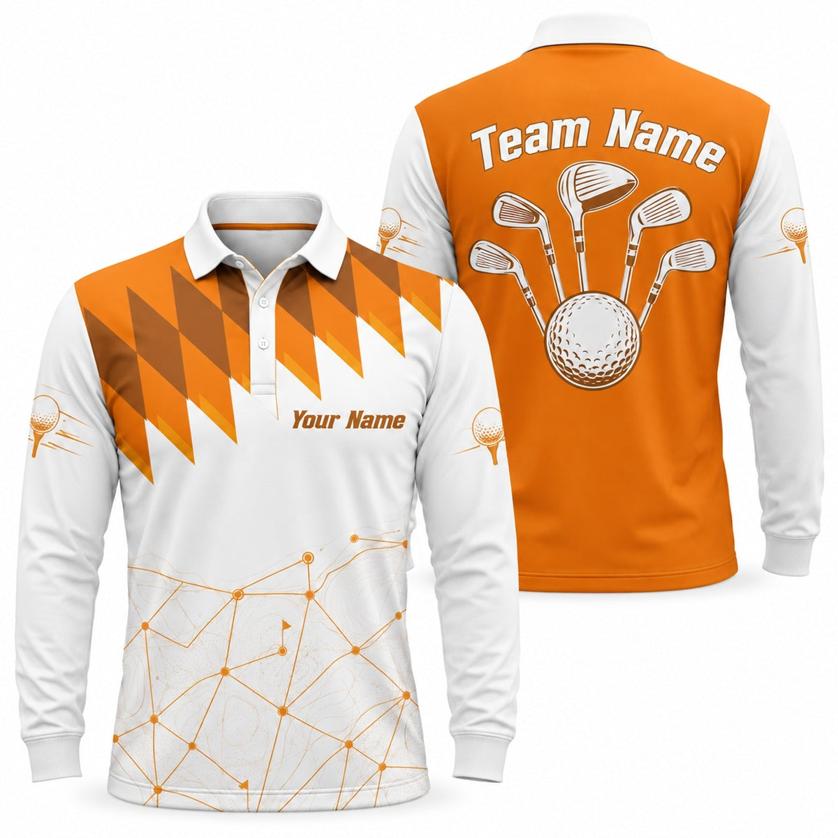 Golf Clubs And Ball Sport Personalized Golf Polo Shirt Long Sleeve Polo