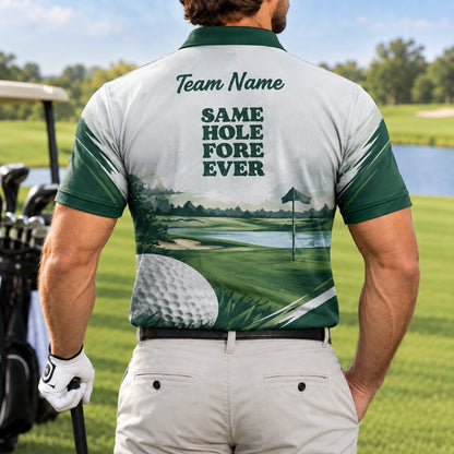 Golf Course Illustration Sport Personalized Golf Polo Shirt Back View
