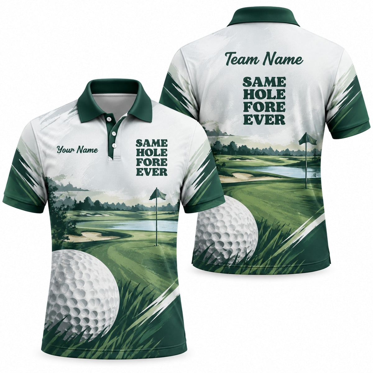 Golf Course Illustration Sport Personalized Golf Polo Shirt