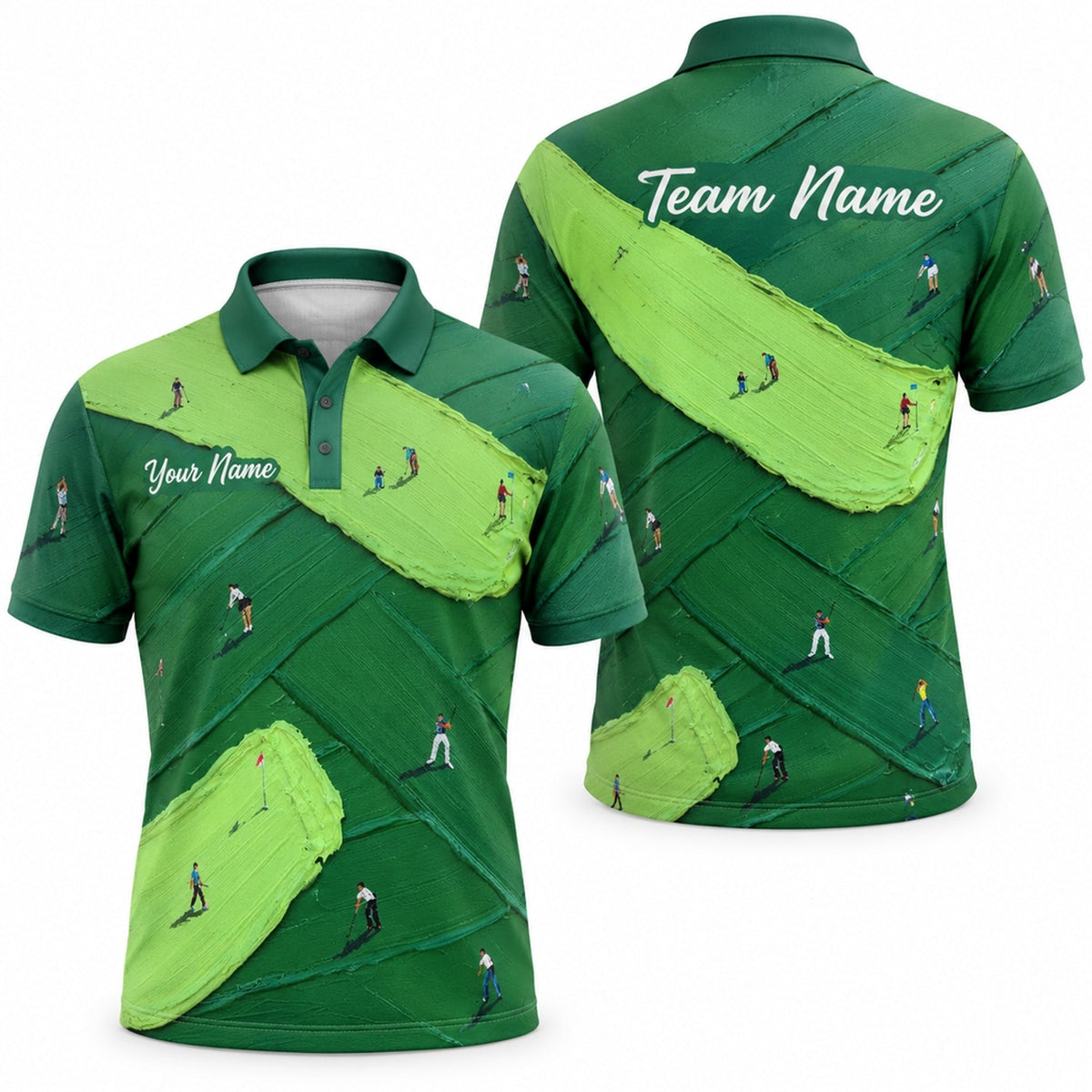 Golf Course Pattern Graphic Personalized Golf Polo Shirt