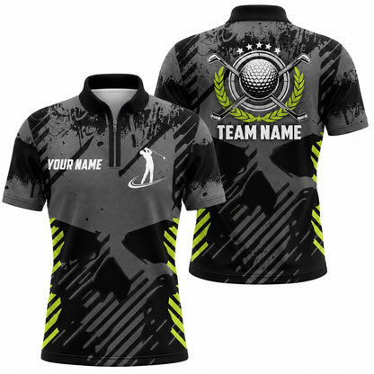 Golf Crest With Clubs Sport Personalized Golf Polo Shirt Jersey Zip 1 4 Collar