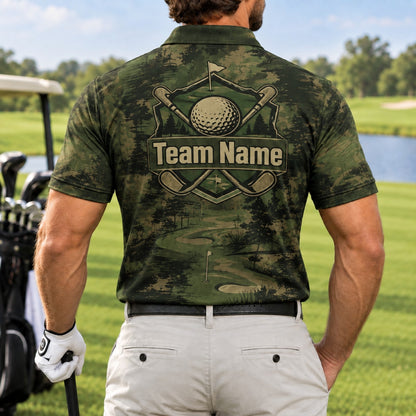 Golf Crest With Crossed Clubs Sport Personalized Golf Polo Shirt Back View