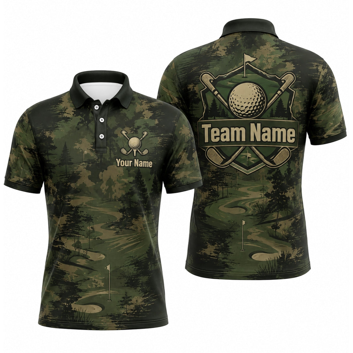 Golf Crest With Crossed Clubs Sport Personalized Golf Polo Shirt
