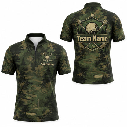 Golf Crest With Crossed Clubs Sport Personalized Golf Polo Shirt Jersey Zip 1 4 Collar