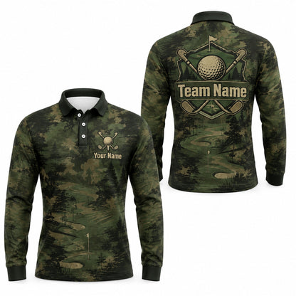 Golf Crest With Crossed Clubs Sport Personalized Golf Polo Shirt Long Sleeve Polo
