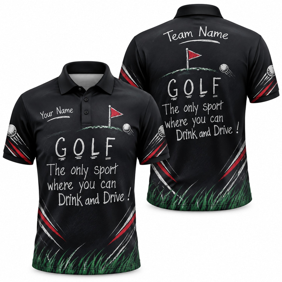 Golf Drink And Drive Slogan Sport Personalized Golf Polo Shirt