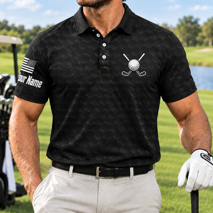 Golf Flag And Ball Sport Personalized Golf Polo Shirt Front View