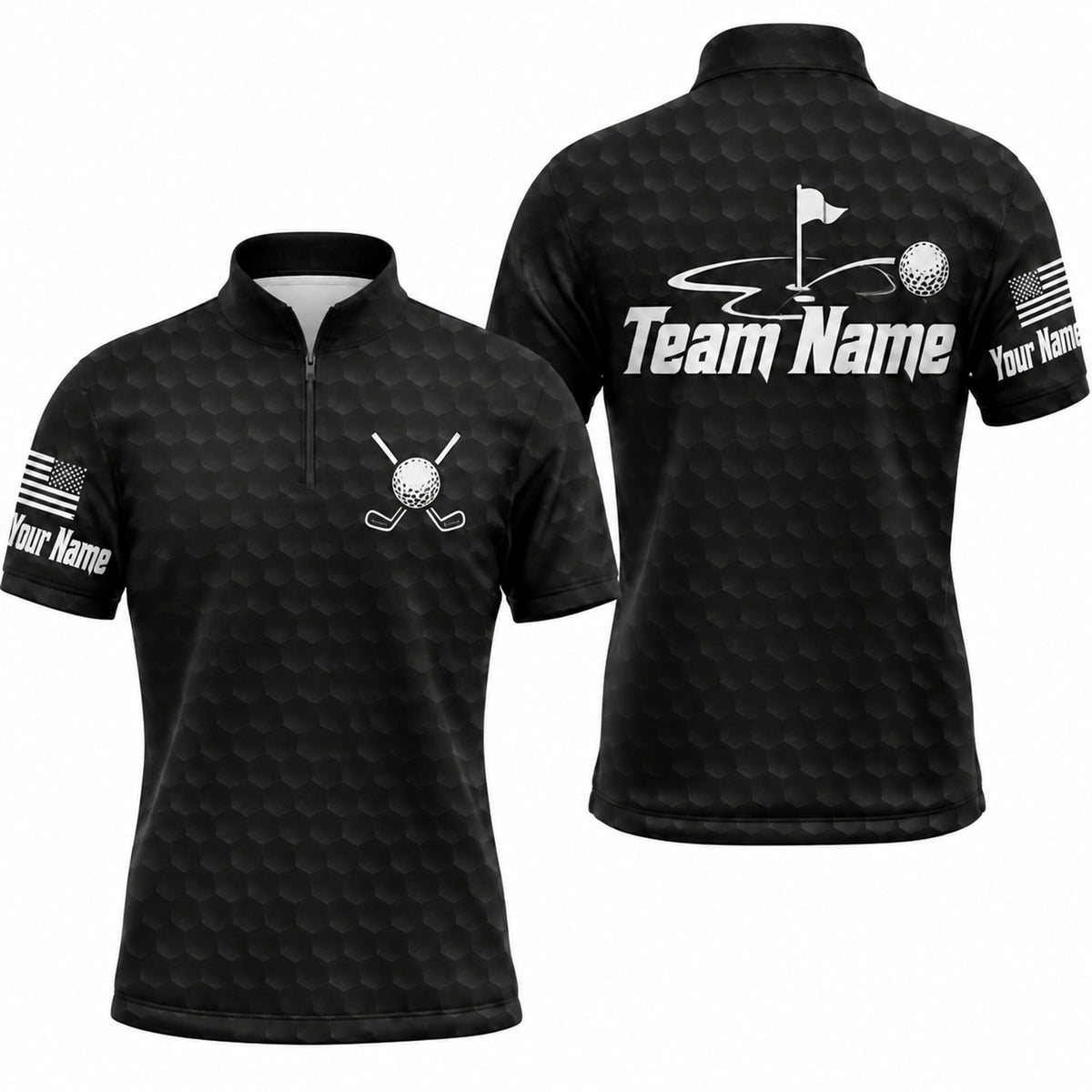 Golf Flag And Ball Sport Personalized Golf Polo Shirt Jersey Zip 1 4 Collar