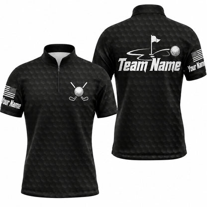 Golf Flag And Ball Sport Personalized Golf Polo Shirt Jersey Zip 1 4 Collar