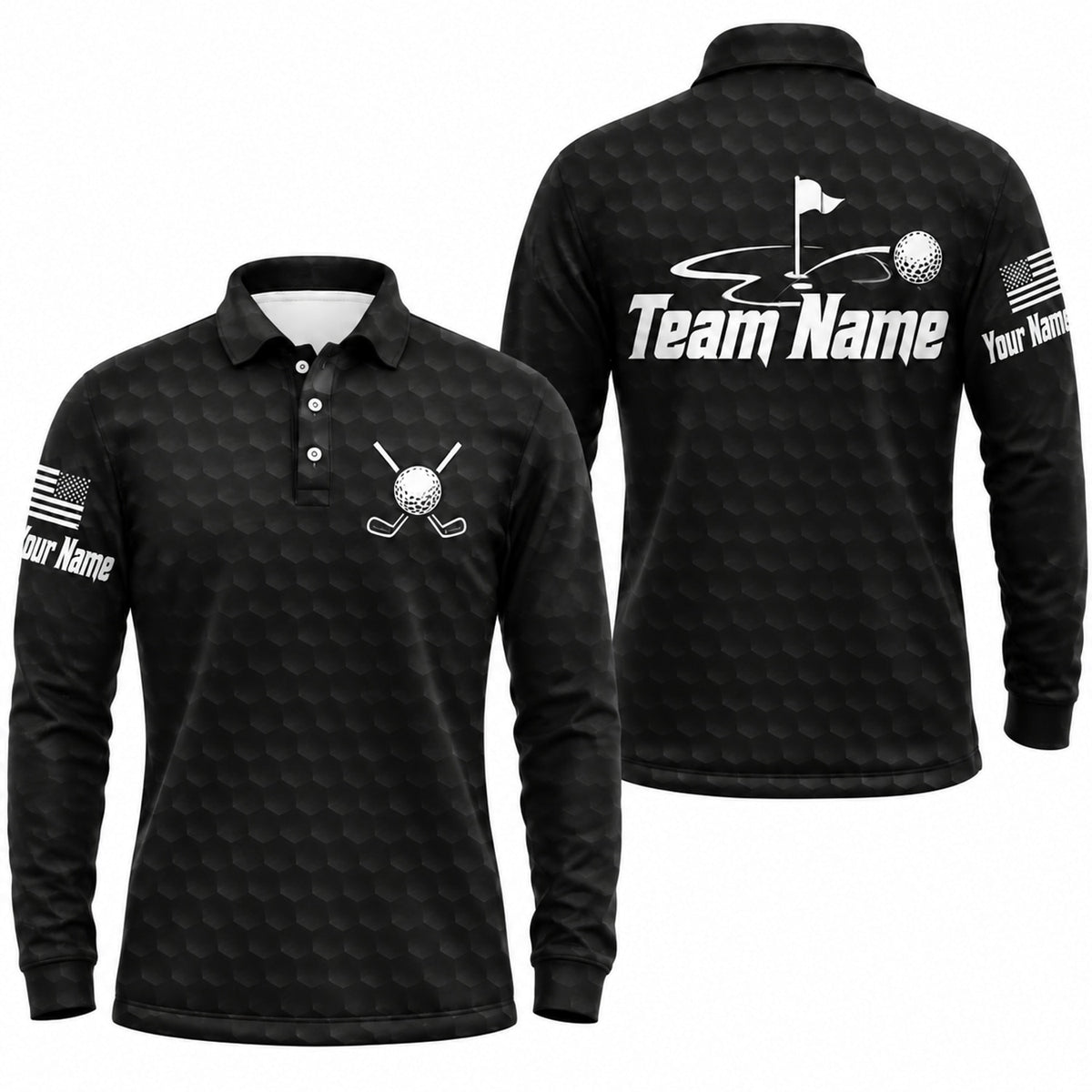 Golf Flag And Ball Sport Personalized Golf Polo Shirt Long Sleeve Polo