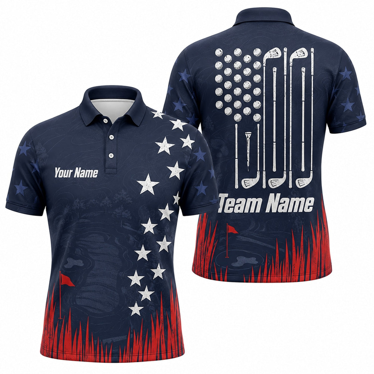 Golf Flag And Clubs Sport Personalized Golf Polo Shirt