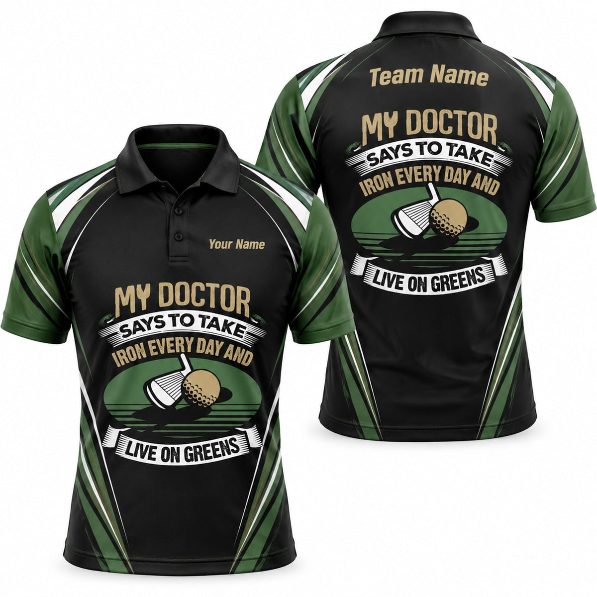 Golf Iron And Greens Quote Sport Personalized Golf Polo Shirt
