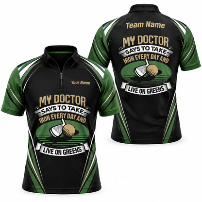 Golf Iron And Greens Quote Sport Personalized Golf Polo Shirt Jersey Zip 1 4 Collar