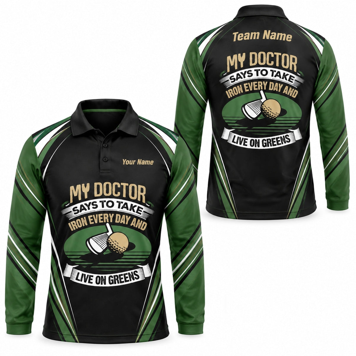 Golf Iron And Greens Quote Sport Personalized Golf Polo Shirt Long Sleeve Polo