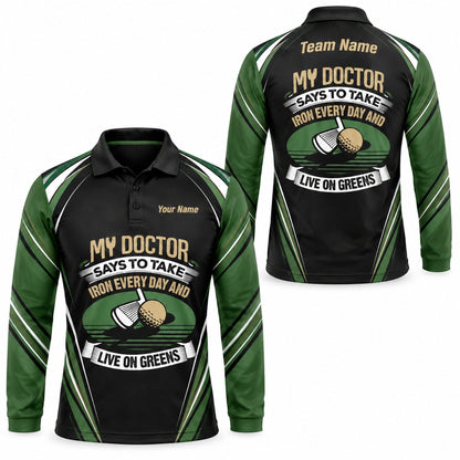 Golf Iron And Greens Quote Sport Personalized Golf Polo Shirt Long Sleeve Polo