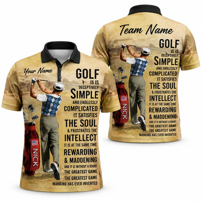 Golf Is Deceptively Simple Quote Personalized Golf Polo Shirt