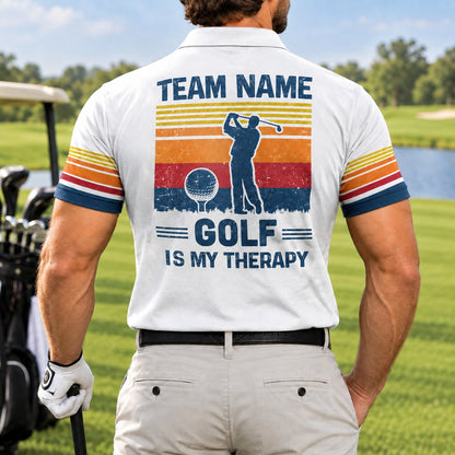 Golf Is My Therapy Golf Life Quote Personalized Golf Polo Shirt Back View