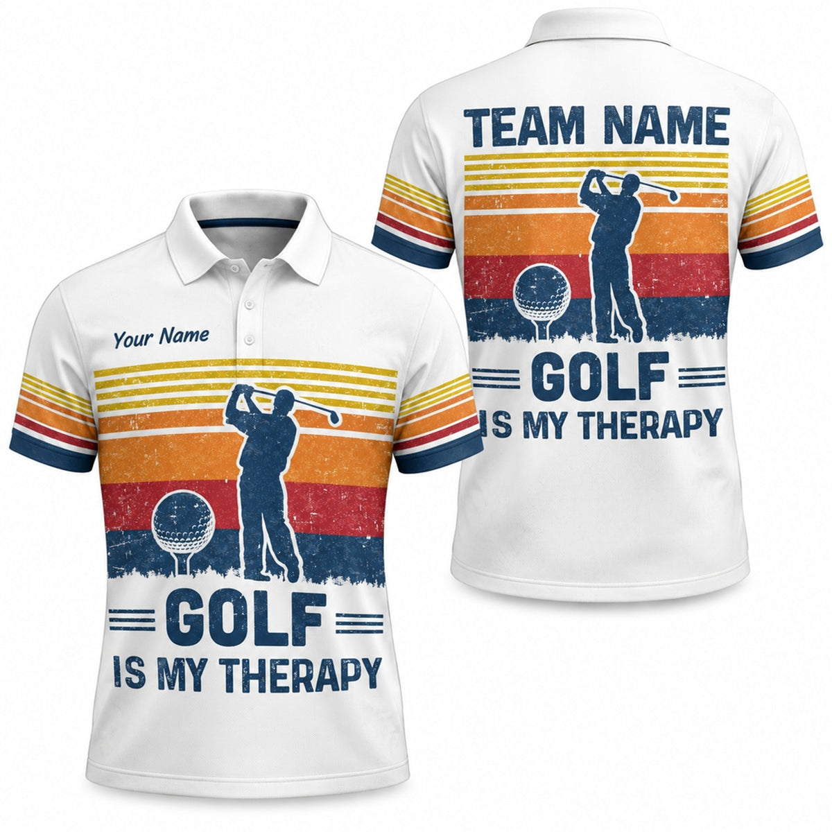 Golf Is My Therapy Golf Life Quote Personalized Golf Polo Shirt