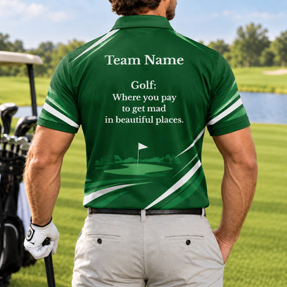 Golf Quote Typography Sport Personalized Golf Polo Shirt Back View