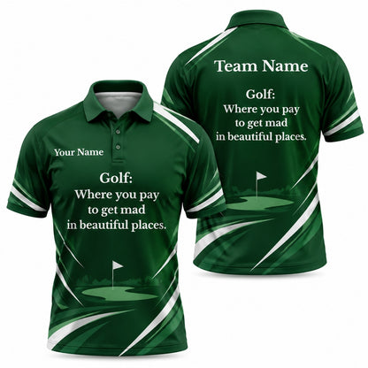 Golf Quote Typography Sport Personalized Golf Polo Shirt