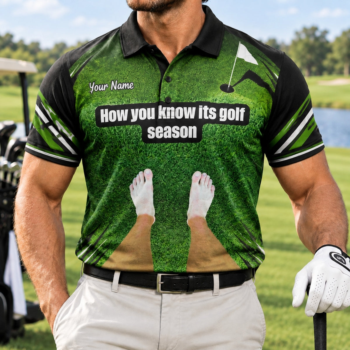 Golf Season Slogan Sport Personalized Golf Polo Shirt Front View
