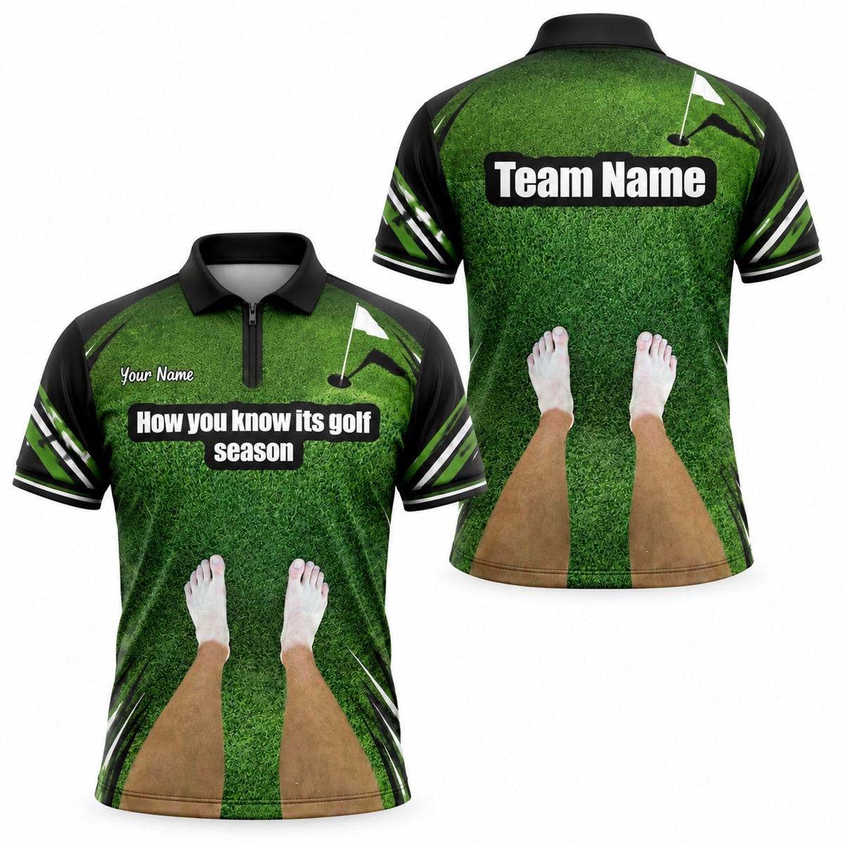 Golf Season Slogan Sport Personalized Golf Polo Shirt Jersey Zip 1 4 Collar