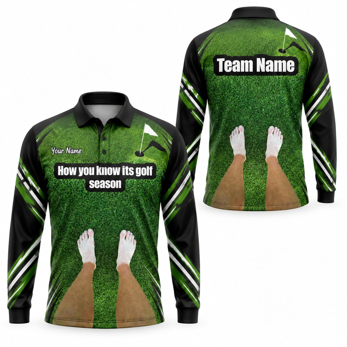 Golf Season Slogan Sport Personalized Golf Polo Shirt Long Sleeve Polo