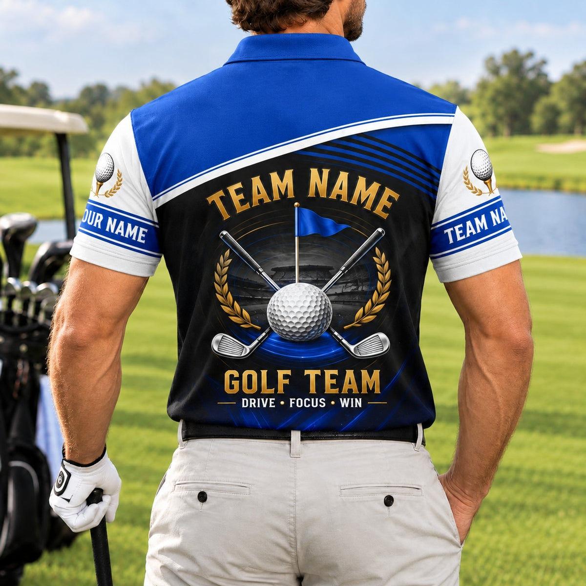 Golf Team Name Sport Custom Golf Polo Shirt Back View