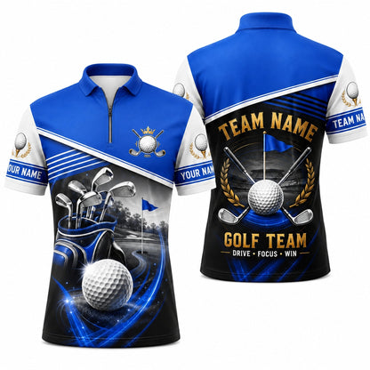 Golf Team Name Sport Custom Golf Polo Shirt Jersey Zip 1 4 Collar