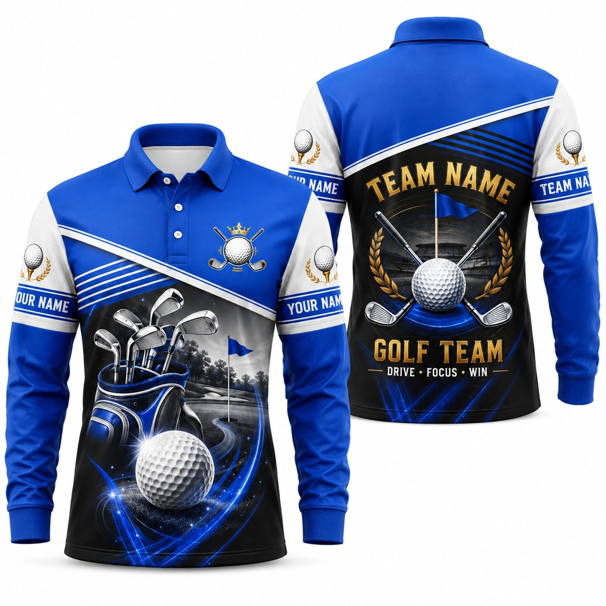 Golf Team Name Sport Custom Golf Polo Shirt Long Sleeve Polo