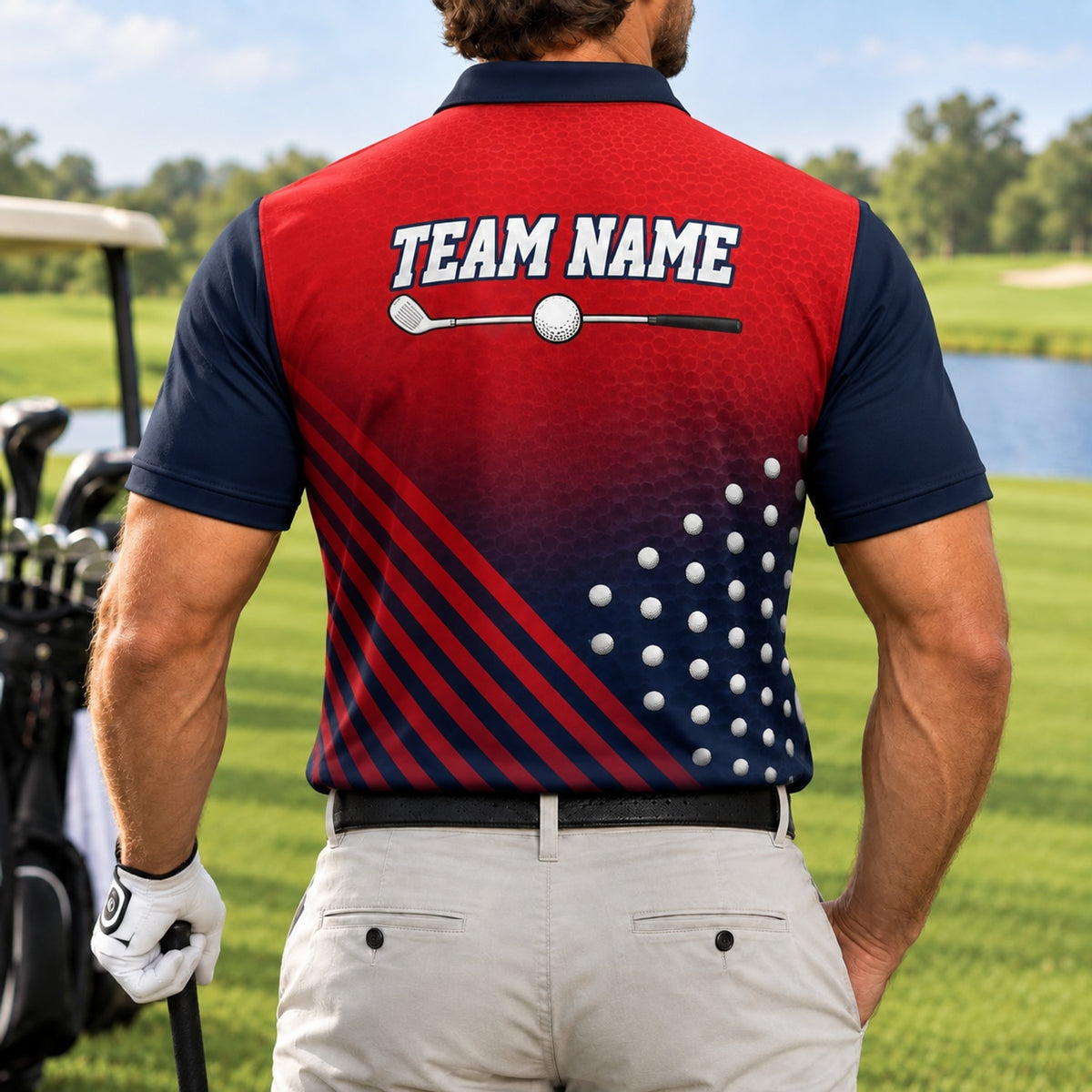 Golf Team Name Sport Personalized Golf Polo Shirt Back View
