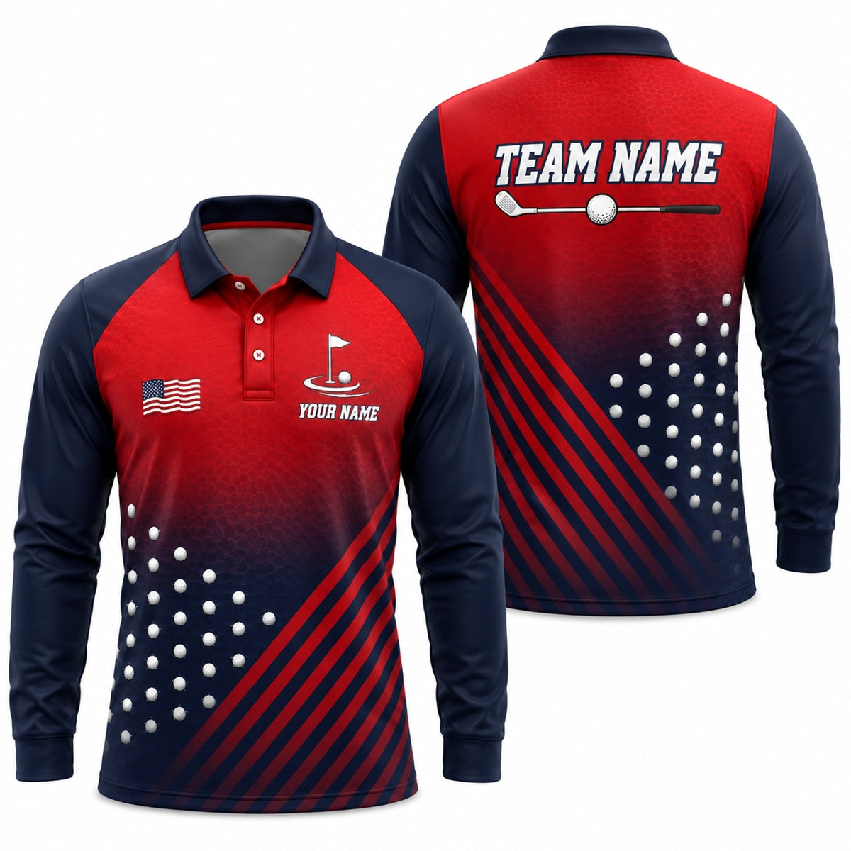 Golf Team Name Sport Personalized Golf Polo Shirt Long Sleeve Polo