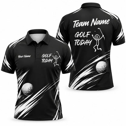 Golf Today Stick Figure Graphic Personalized Golf Polo Shirt