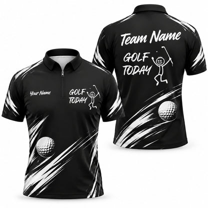 Golf Today Stick Figure Graphic Personalized Golf Polo Shirt Jersey Zip 1 4 Collar